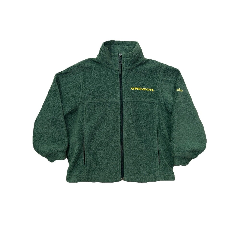 Vintage Columbia Small 6/7 Oregon Ducks Youth Boys Fleece Jacket Full Zip Green